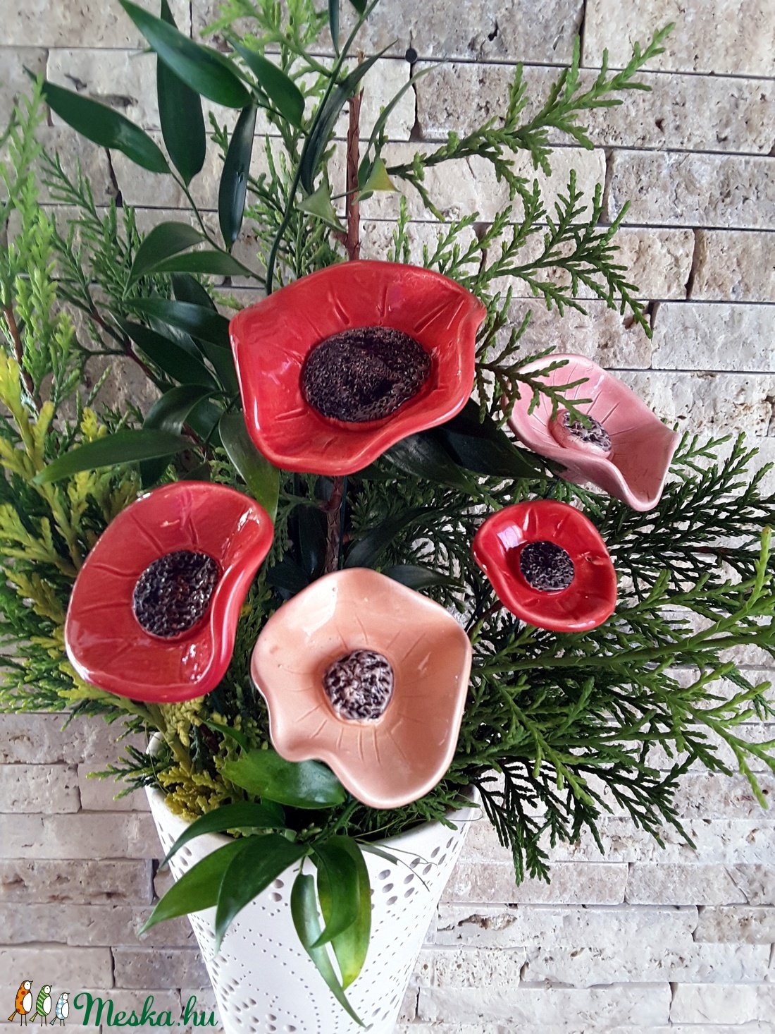 5db, Szél Fújta Kerámia Virág (tp.201) -  - Meska.hu