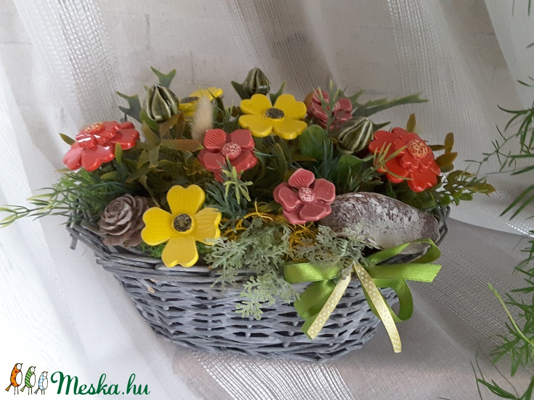 ,Színes Virágok Kerámia Virágos Asztaldísz -  - Meska.hu