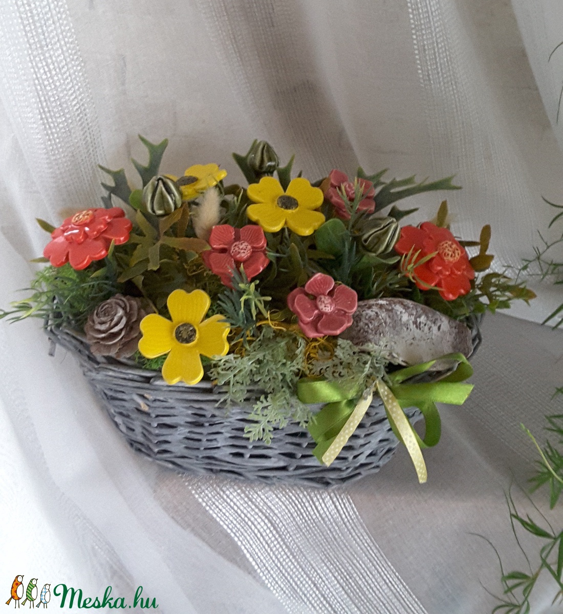 ,Színes Virágok Kerámia Virágos Asztaldísz -  - Meska.hu