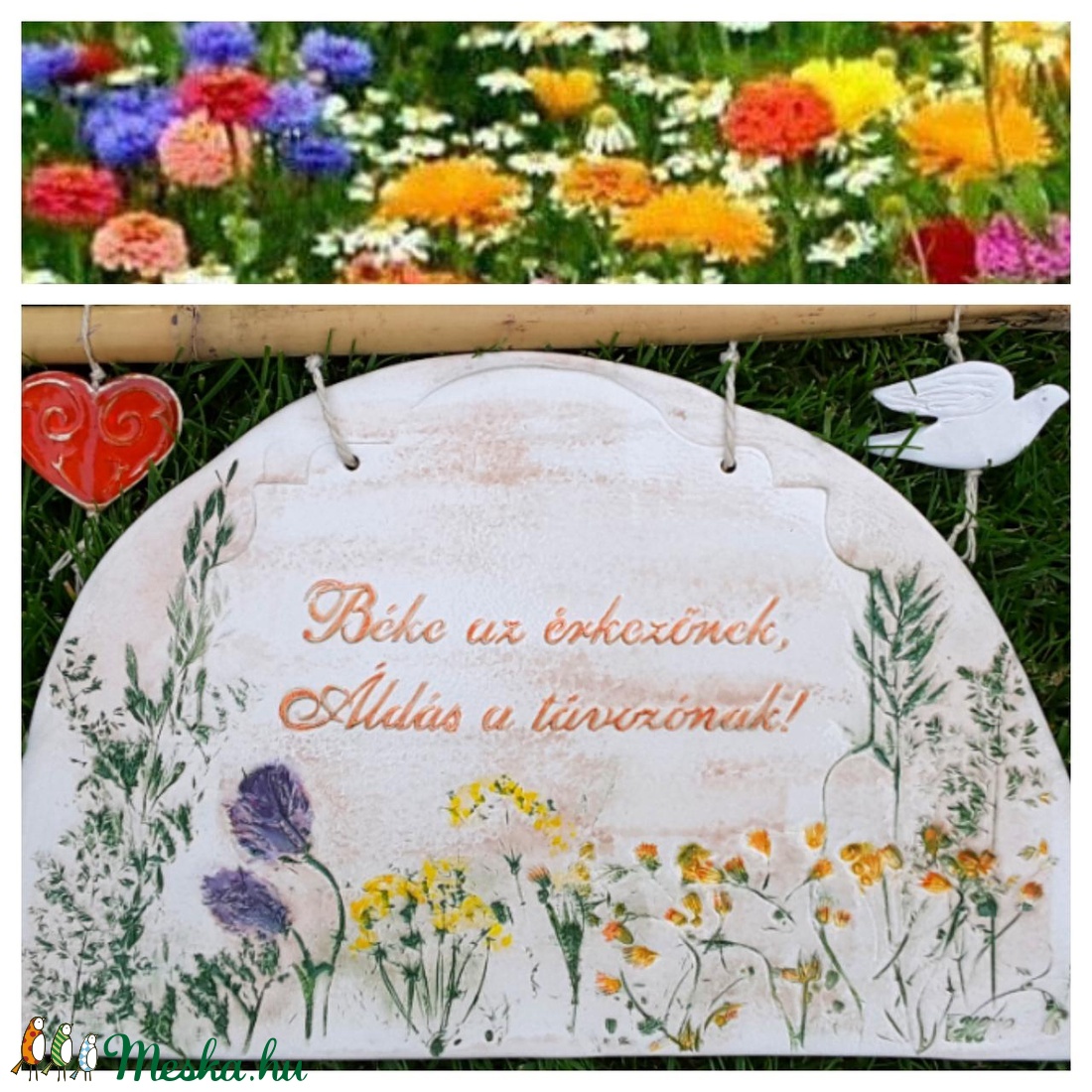 Nyári Vintage ÜdvözletKerámia Tábla -  - Meska.hu
