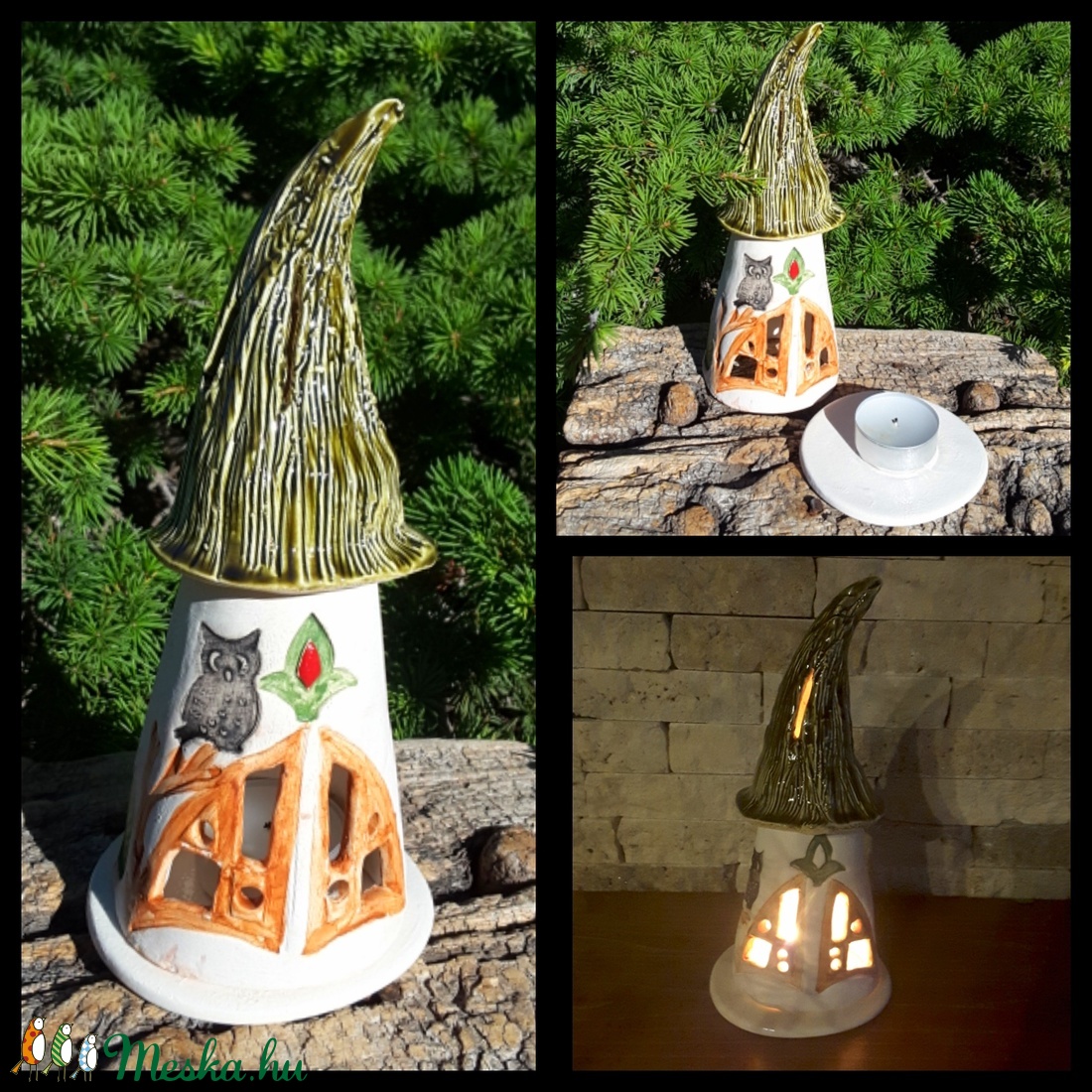  Kerámia Manóház, Mécsestartó (B) - otthon & életmód - ház & kert - kerti dísz - Meska.hu