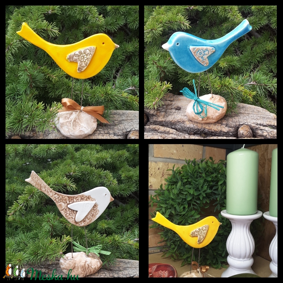 ,Tavaszi  Kék Madárdal Kerámia Madárka - otthon & életmód - ház & kert - Meska.hu