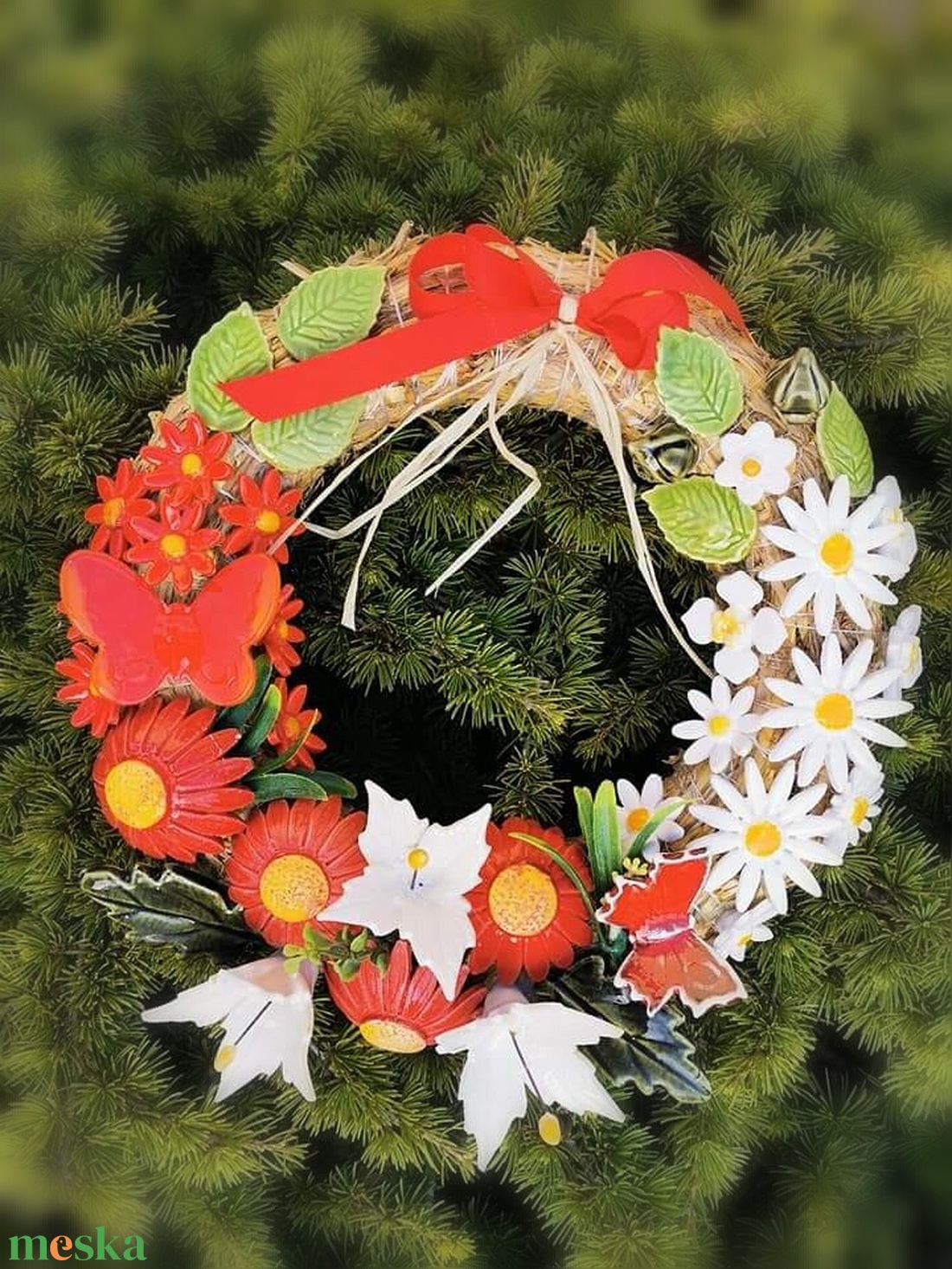 Tarka virágokKerámia Virágos,Kopogtató Ajtódísz - otthon & életmód - dekoráció - ajtó- és ablak dekoráció - ajtódísz & kopogtató - Meska.hu