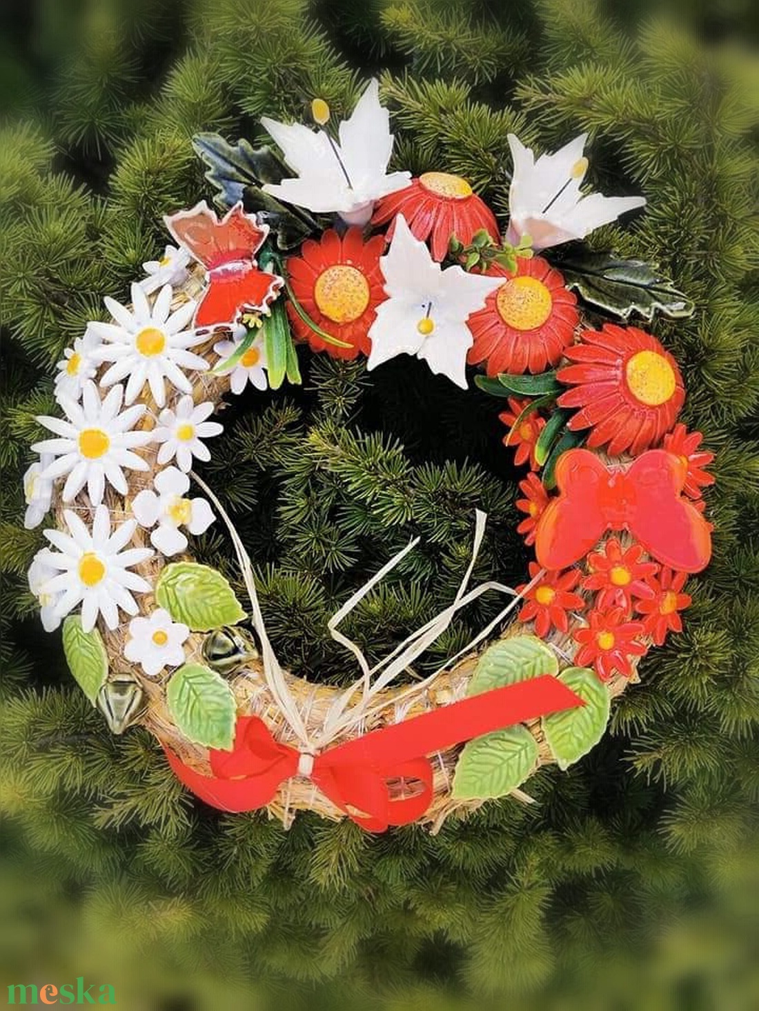 Tarka virágokKerámia Virágos,Kopogtató Ajtódísz - otthon & életmód - dekoráció - ajtó- és ablak dekoráció - ajtódísz & kopogtató - Meska.hu