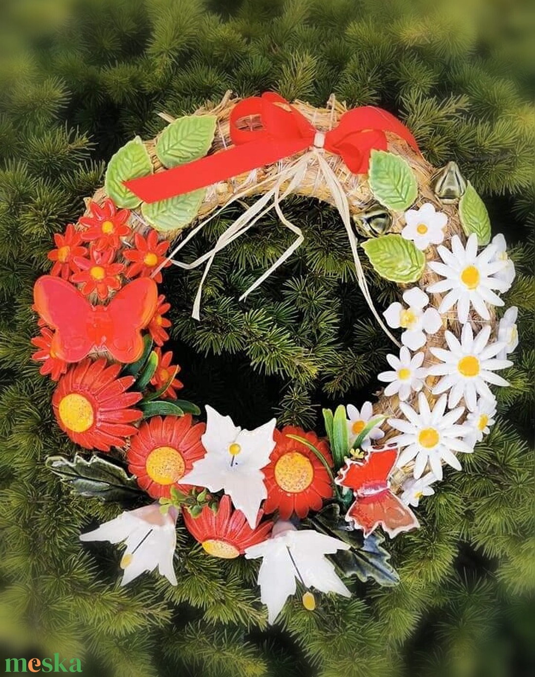 Tarka virágokKerámia Virágos,Kopogtató Ajtódísz - otthon & életmód - dekoráció - ajtó- és ablak dekoráció - ajtódísz & kopogtató - Meska.hu