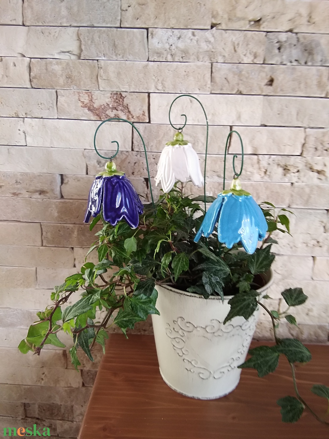 ,3db Nagy Kék-FehérbHarangvirágMázas Kerámia Virág  - otthon & életmód - dekoráció - virágdísz és tartó - csokor & virágdísz - Meska.hu