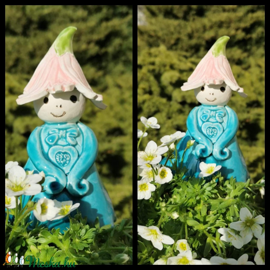 ,Tavasz Tündér Türkiz Kerámia figura - otthon & életmód - ház & kert - kerti dísz - Meska.hu