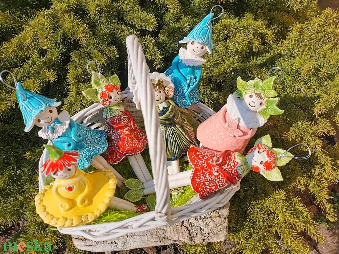 ,Piros Nagy Virágtündér Kerámia figura  - otthon & életmód - ház & kert - kerti dísz - Meska.hu