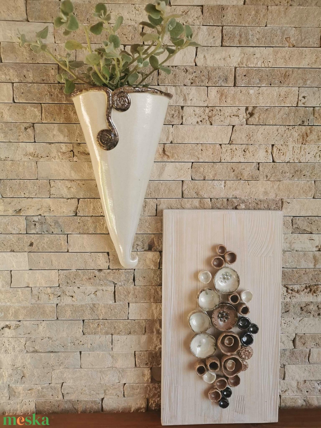 ,Gyöngyfehér Kerámia Fali Virágtartó - otthon & életmód - dekoráció - virágdísz és tartó - cserép & kaspó - Meska.hu