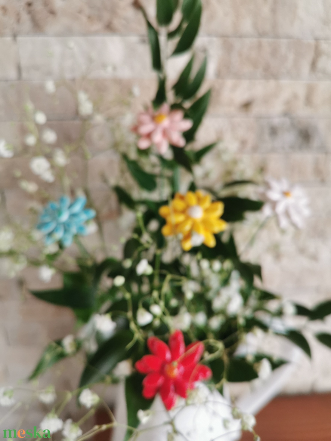 ,5 db színes kis virágMázas Kerámia Virág  - otthon & életmód - dekoráció - virágdísz és tartó - csokor & virágdísz - Meska.hu