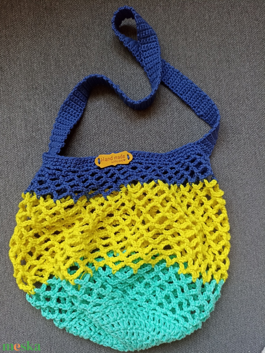 Kis horgolt cekker/ szatyor - táska & tok - bevásárlás & shopper táska - shopper, textiltáska, szatyor - Meska.hu