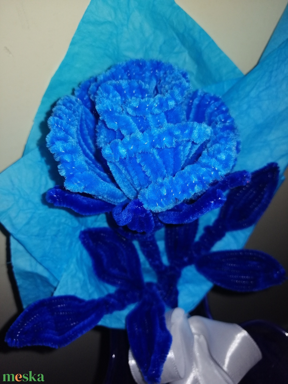 Zsenília kék rózsa - otthon & lakás - dekoráció - virágdísz és tartó - csokor & virágdísz - Meska.hu