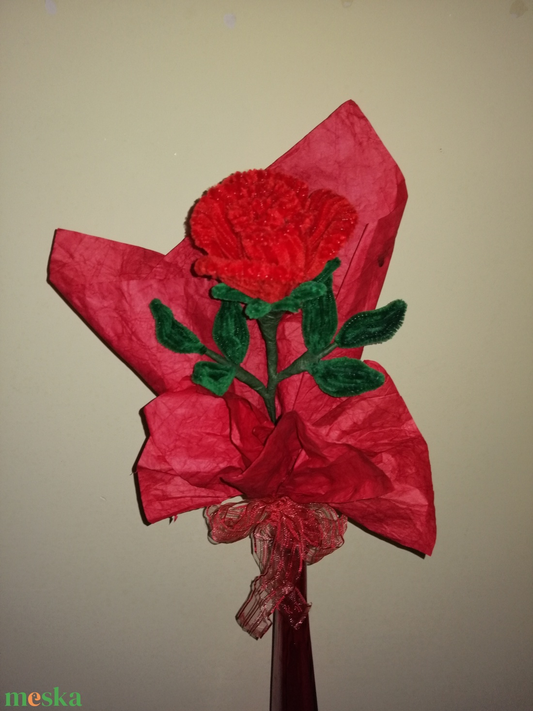 Zsenília vörös rózsa - otthon & lakás - dekoráció - virágdísz és tartó - csokor & virágdísz - Meska.hu