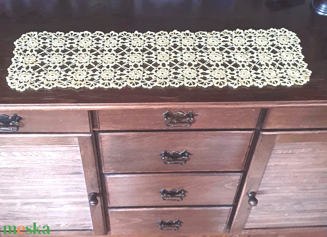  horgolt terítő 66 cm, futó, sárga - otthon & életmód - dekoráció - asztal és polc dekoráció - horgolt & csipketerítő - Meska.hu