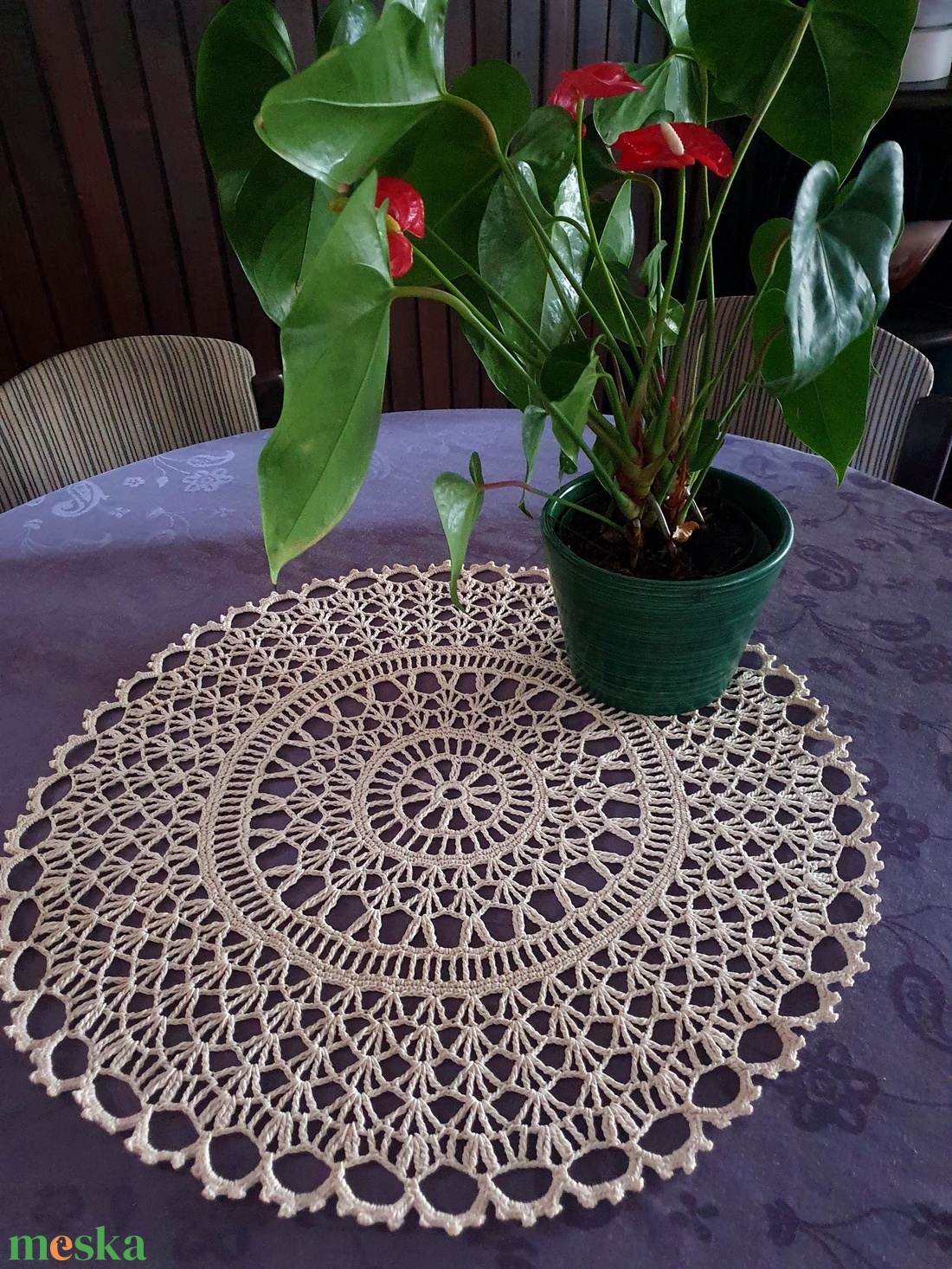 58 cm-es horgolt terítő (mandala) - otthon & életmód - lakástextil - abrosz, terítő - díszterítő polcra, komódra - Meska.hu