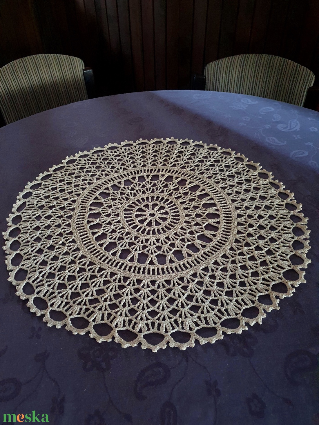58 cm-es horgolt terítő (mandala) - otthon & életmód - lakástextil - abrosz, terítő - díszterítő polcra, komódra - Meska.hu