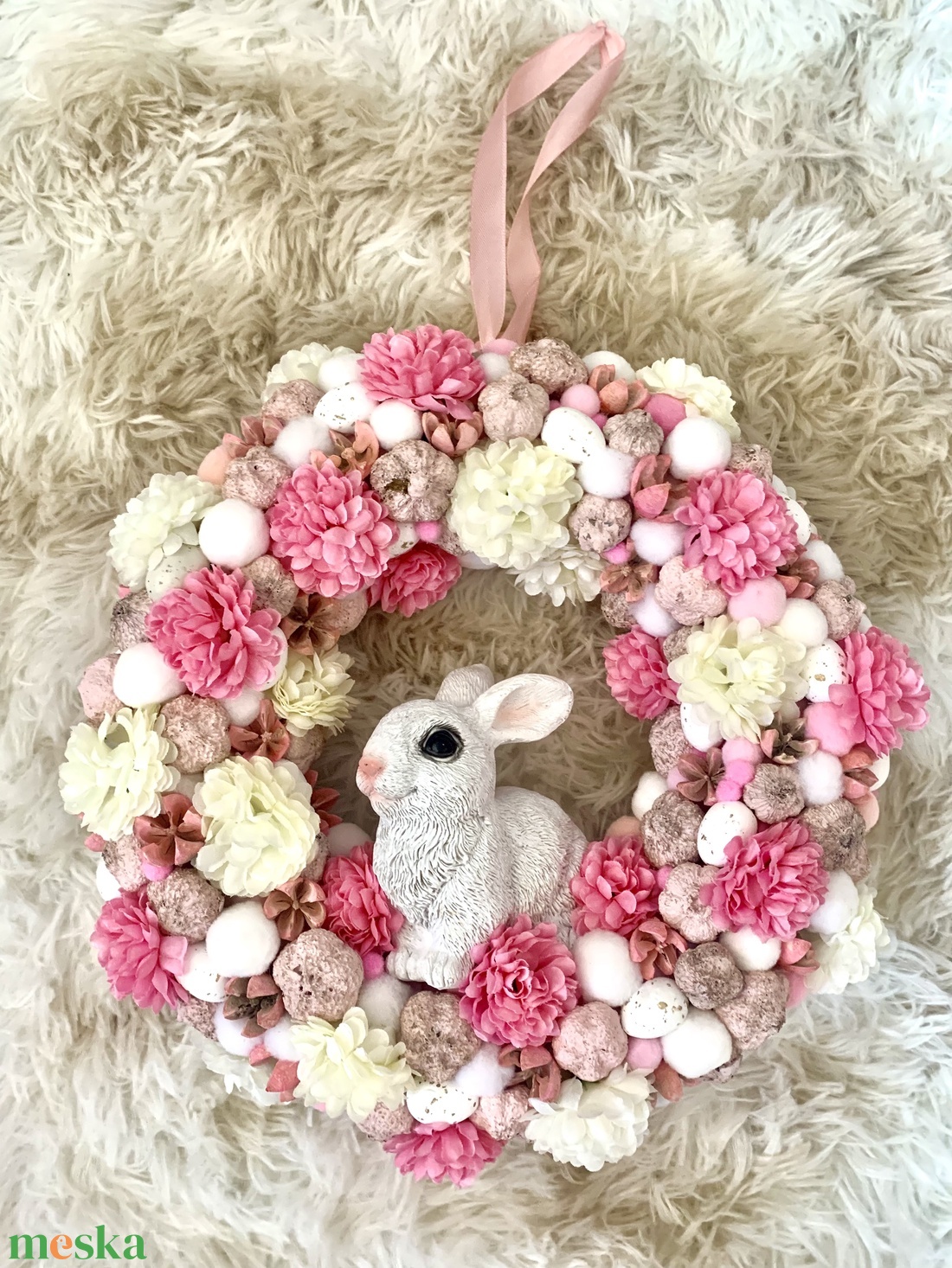 Húsvéti nyuszis Ajtó kopogtató - ünnepi díszek, dekorációk - húsvéti díszek és dekorációk - húsvéti ajtódísz, kopogtató - Meska.hu