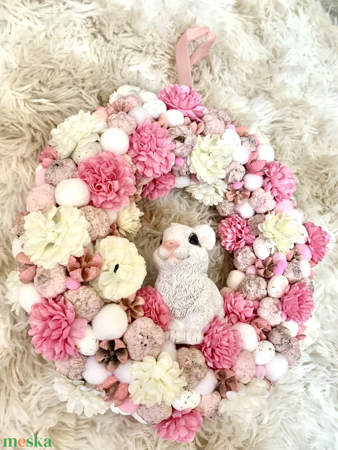 Húsvéti nyuszis Ajtó kopogtató - ünnepi díszek, dekorációk - húsvéti díszek és dekorációk - húsvéti ajtódísz, kopogtató - Meska.hu