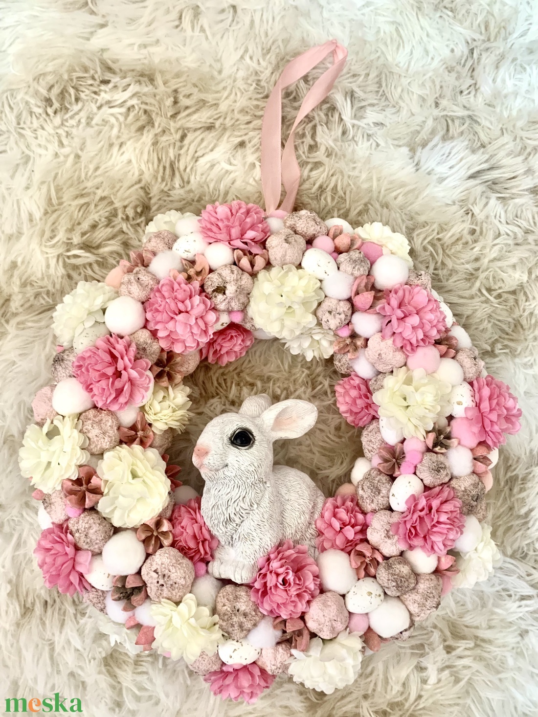 Húsvéti nyuszis Ajtó kopogtató - ünnepi díszek, dekorációk - húsvéti díszek és dekorációk - húsvéti ajtódísz, kopogtató - Meska.hu