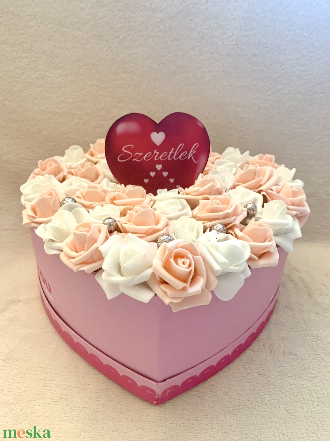 Valentin napi rózsa box - otthon & életmód - dekoráció - asztal és polc dekoráció - asztaldísz - Meska.hu