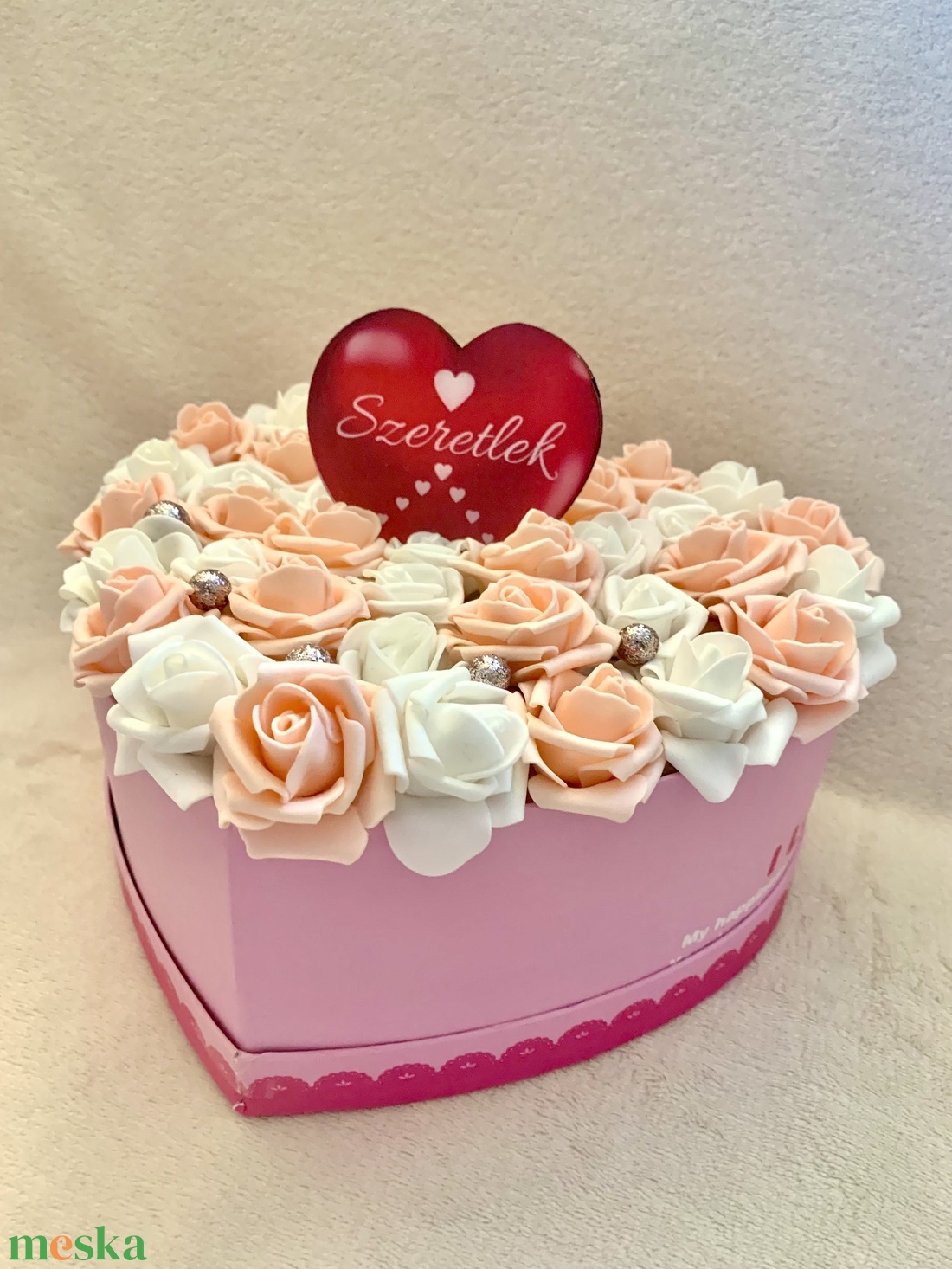Valentin napi rózsa box - otthon & életmód - dekoráció - asztal és polc dekoráció - asztaldísz - Meska.hu