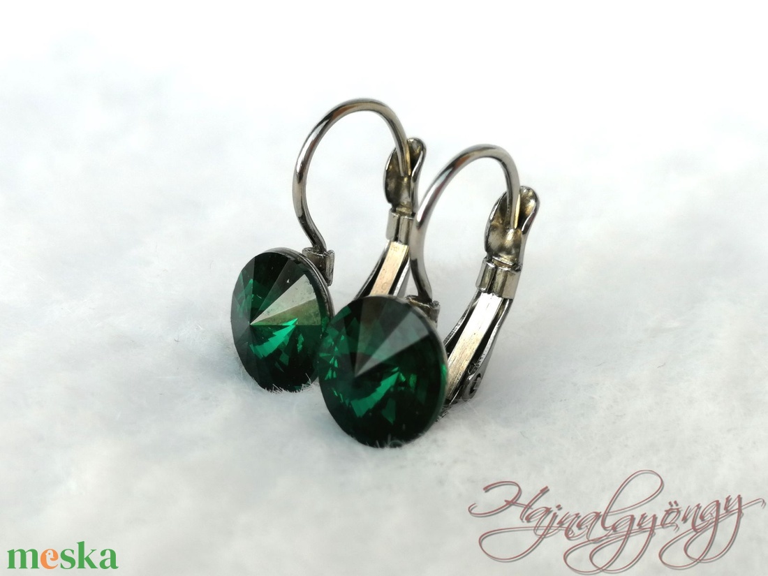 EMERALD francia kapcsos fülbevaló 8 mm - ékszer - fülbevaló - lógó fülbevaló - Meska.hu