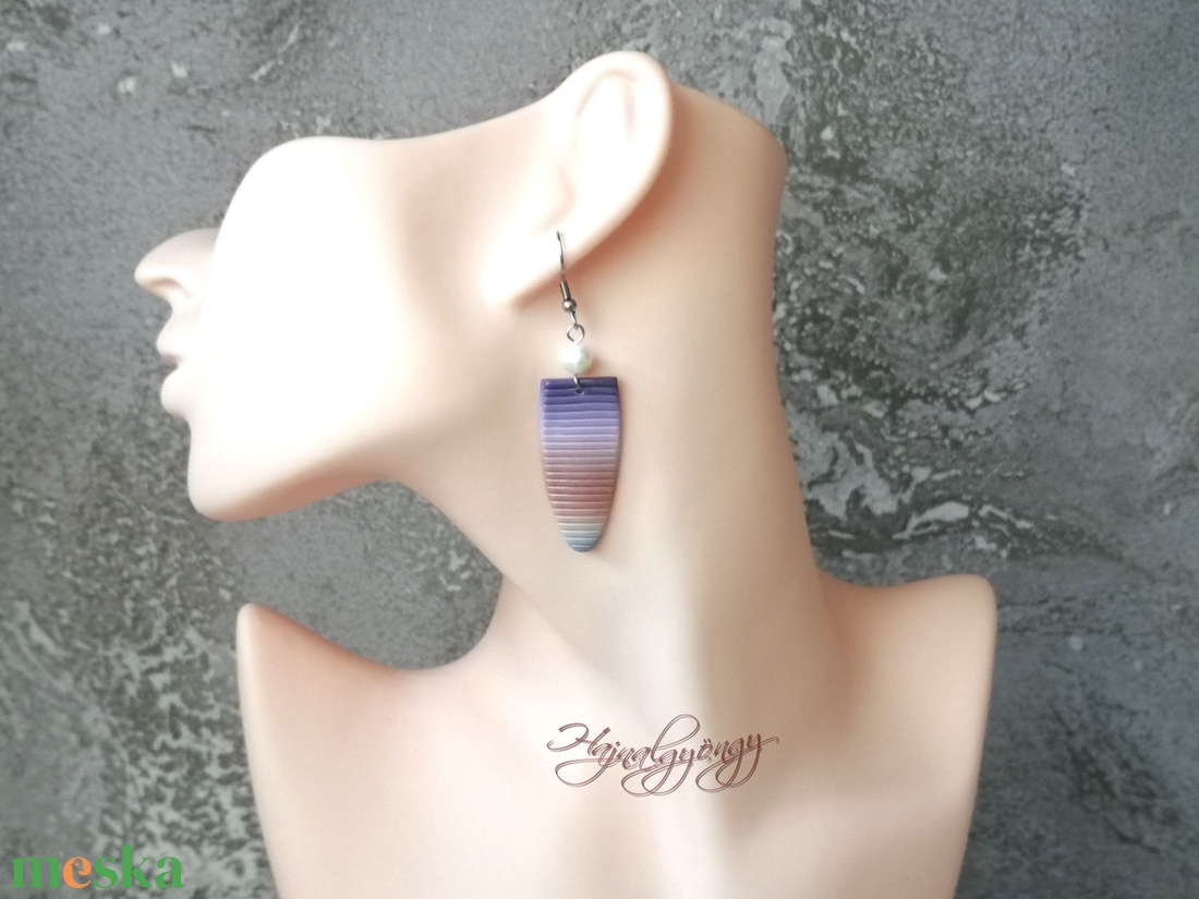 LILA - ROSEGOLD fülbevaló - ékszer - fülbevaló - lógó fülbevaló - Meska.hu