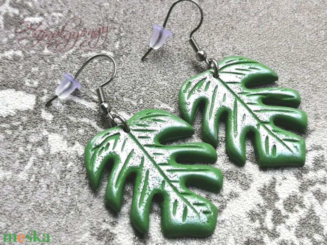 Philodendron fülbevaló - ékszer - fülbevaló - lógó fülbevaló - Meska.hu Philodendron fülbevaló - ékszer - fülbevaló - lógó fülbevaló - Meska.hu