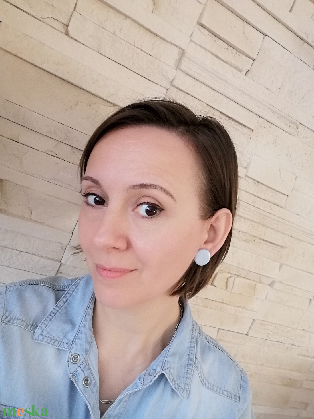 Jégkék csíkos fülbevaló - ékszer - fülbevaló - pötty fülbevaló - Meska.hu