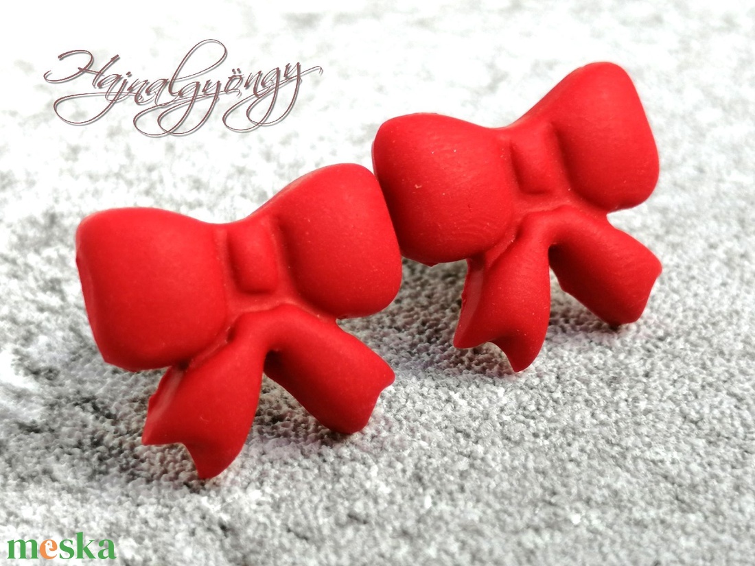 PIROS MASNI  fülbevaló - ékszer - fülbevaló - pötty fülbevaló - Meska.hu