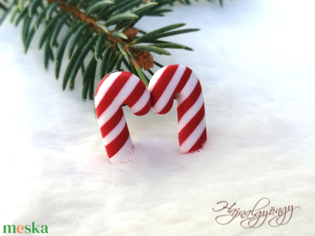 CUKORPÁLCA  fülbevaló - ékszer - fülbevaló - pötty fülbevaló - Meska.hu