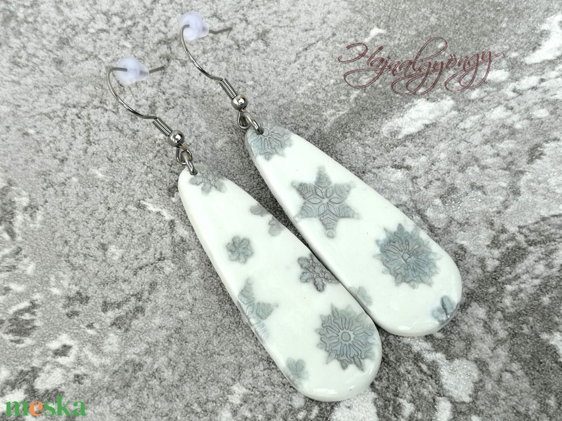 EZÜST HÓPIHE  fülbevaló - ékszer - fülbevaló - lógó csepp fülbevaló - Meska.hu