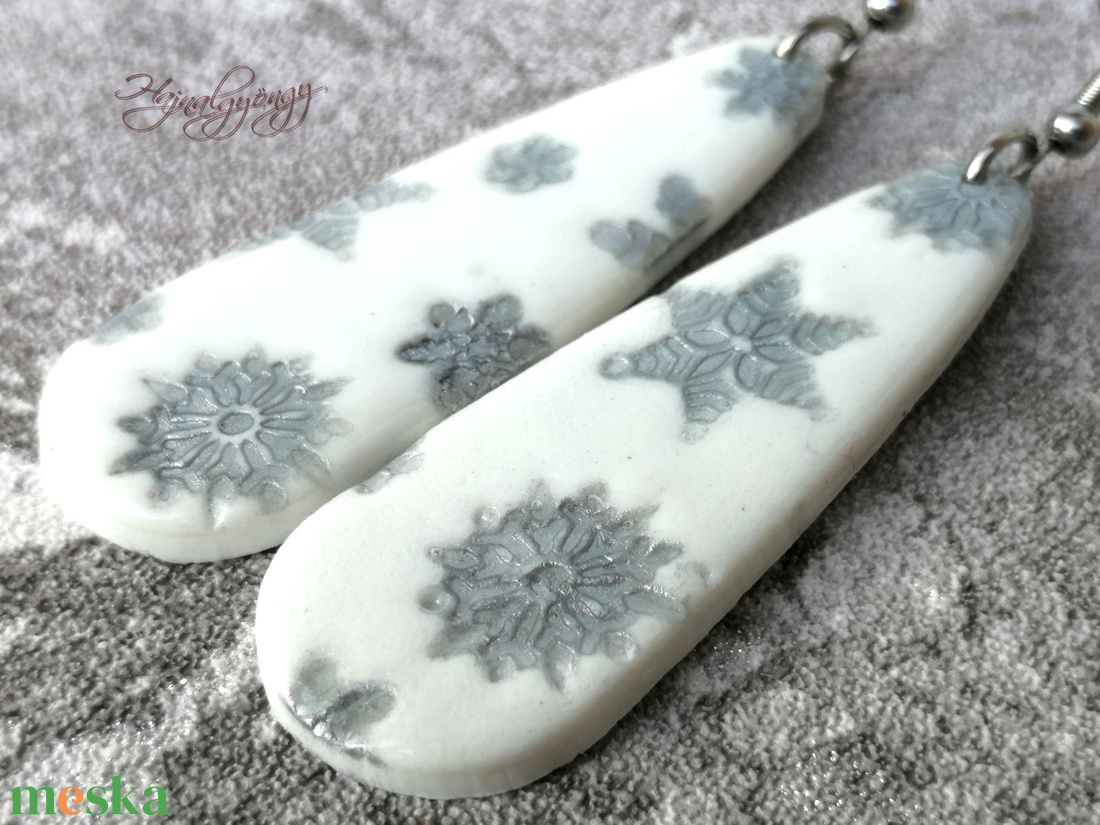 EZÜST HÓPIHE  fülbevaló - ékszer - fülbevaló - lógó csepp fülbevaló - Meska.hu