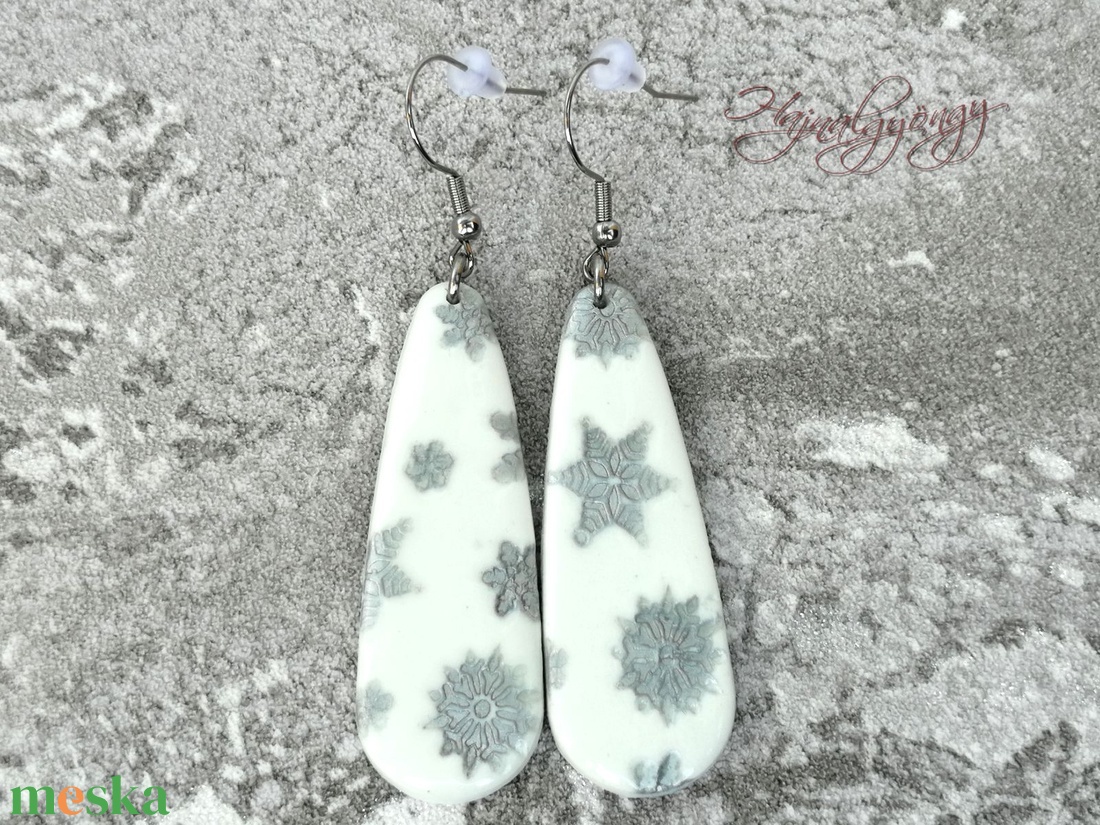 EZÜST HÓPIHE  fülbevaló - ékszer - fülbevaló - lógó csepp fülbevaló - Meska.hu