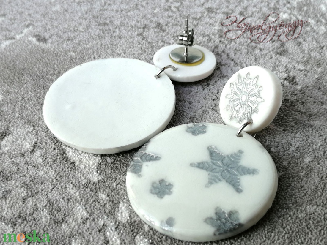 EZÜST HÓPIHE  fülbevaló - ékszer - fülbevaló - lógó csepp fülbevaló - Meska.hu