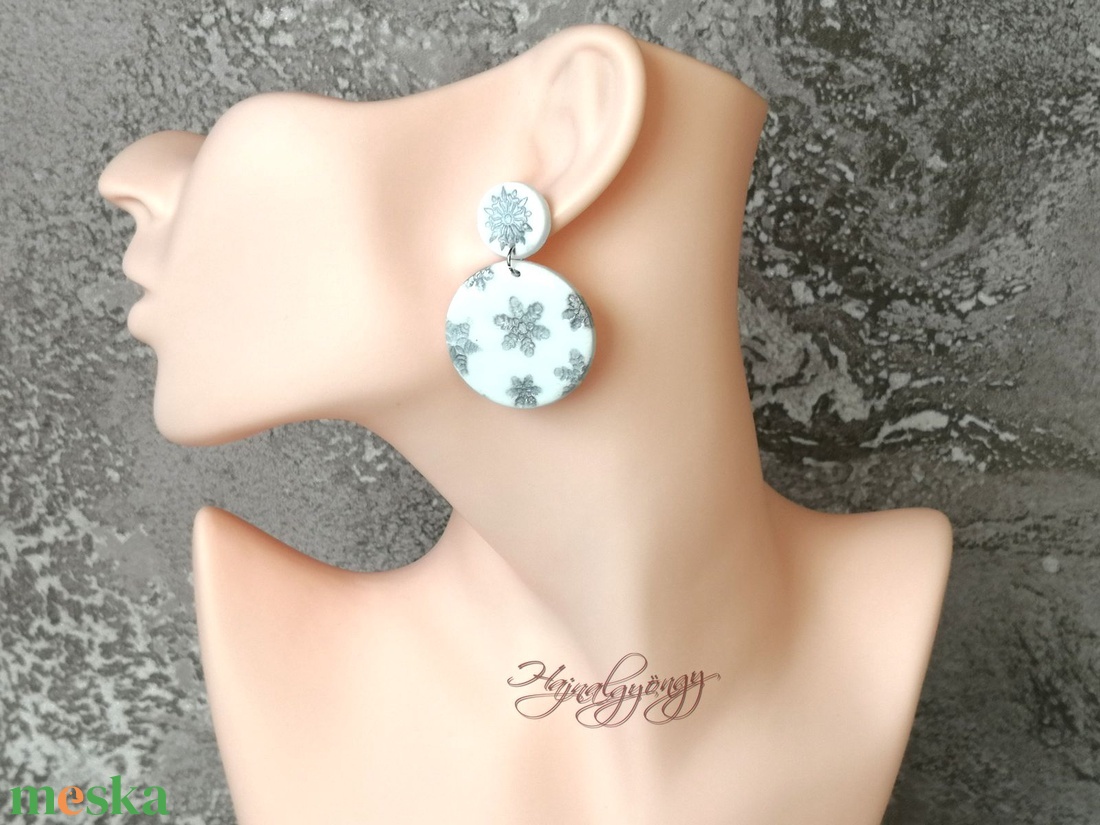 EZÜST HÓPIHE  fülbevaló - ékszer - fülbevaló - lógó csepp fülbevaló - Meska.hu