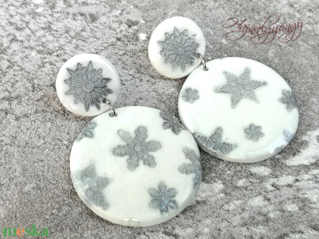 EZÜST HÓPIHE  fülbevaló - ékszer - fülbevaló - lógó csepp fülbevaló - Meska.hu