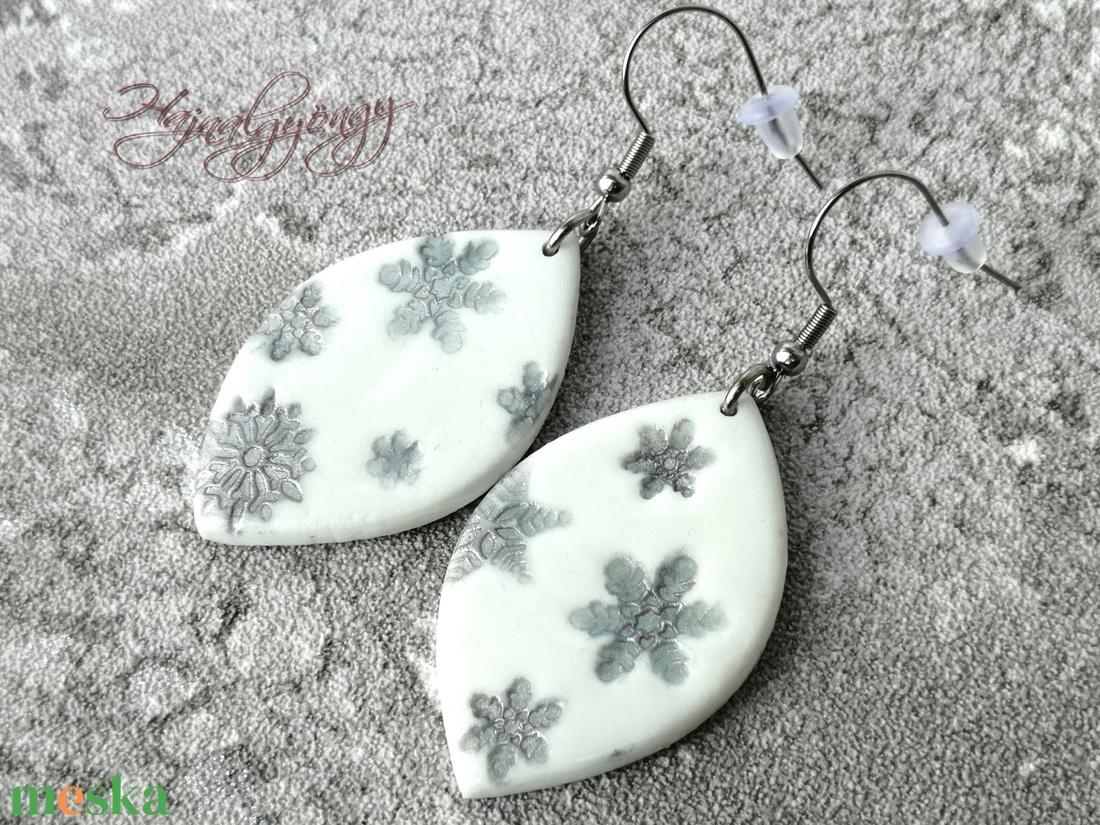 EZÜST HÓPIHE  fülbevaló - ékszer - fülbevaló - lógó csepp fülbevaló - Meska.hu