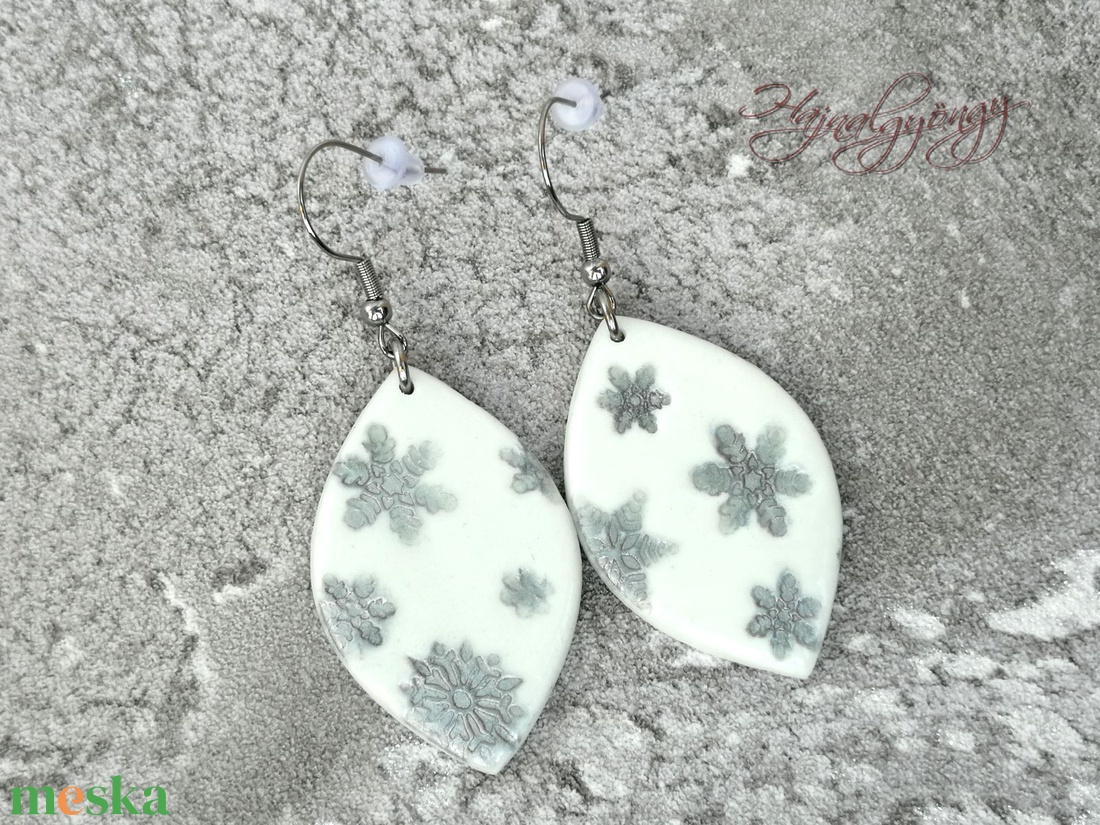 EZÜST HÓPIHE  fülbevaló - ékszer - fülbevaló - lógó csepp fülbevaló - Meska.hu