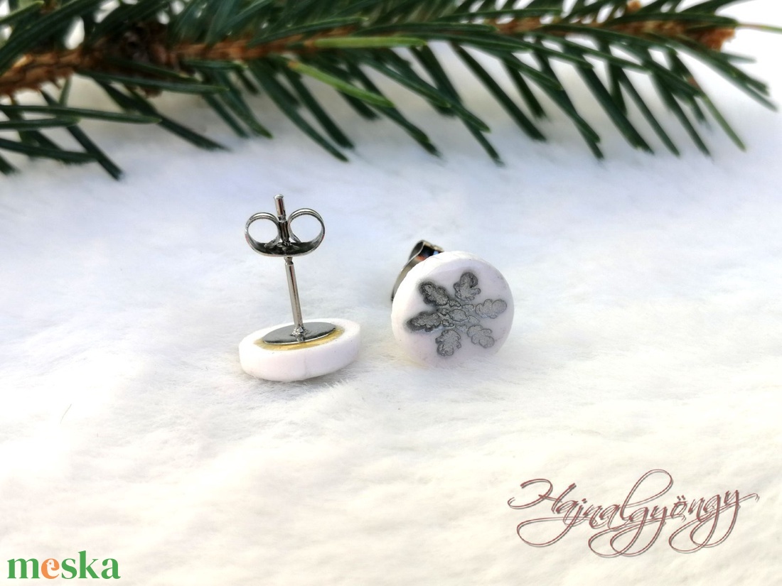 EZÜST HÓPIHE  fülbevaló - ékszer - fülbevaló - pötty fülbevaló - Meska.hu