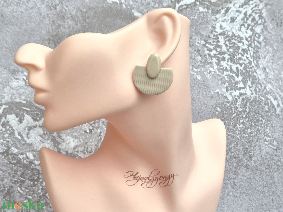 BÉZS MINIMÁL fülbevaló - ékszer - fülbevaló - lógó fülbevaló - Meska.hu