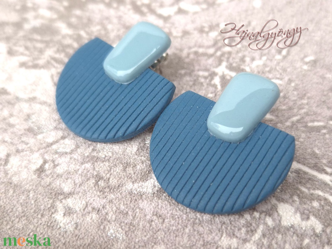 KÉK MINIMÁL fülbevaló - ékszer - fülbevaló - lógó fülbevaló - Meska.hu