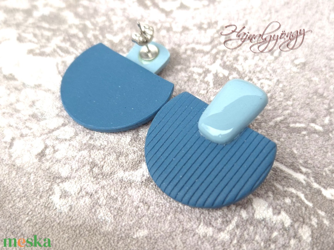 KÉK MINIMÁL fülbevaló - ékszer - fülbevaló - lógó fülbevaló - Meska.hu