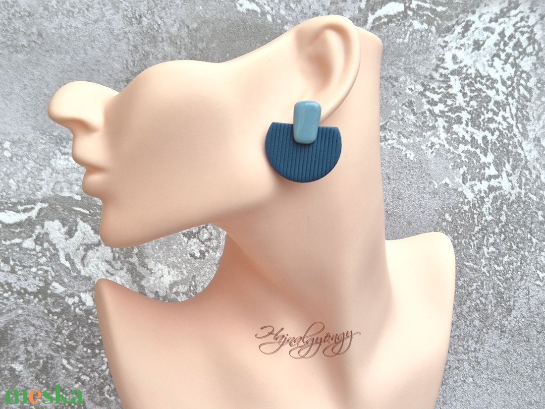 KÉK MINIMÁL fülbevaló - ékszer - fülbevaló - lógó fülbevaló - Meska.hu