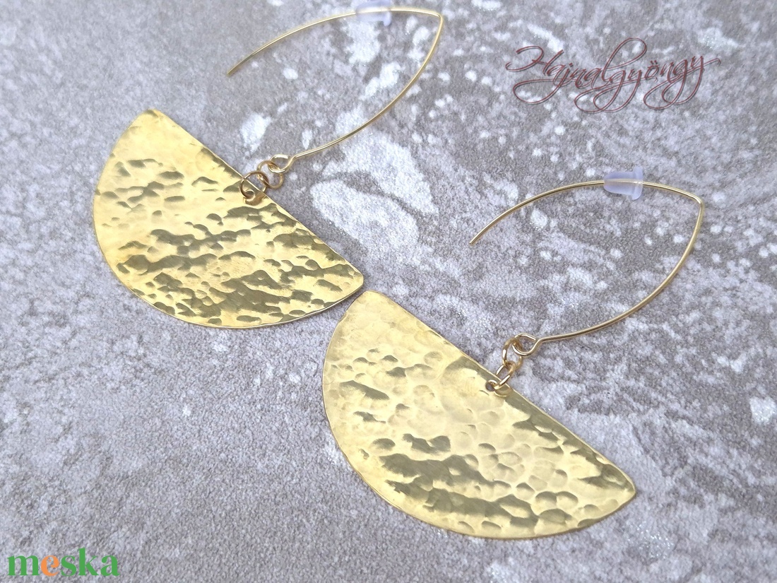 Sárgaréz félkör fülbevaló - ékszer - fülbevaló - lógó fülbevaló - Meska.hu