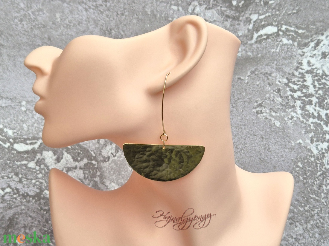 Sárgaréz félkör fülbevaló - ékszer - fülbevaló - lógó fülbevaló - Meska.hu