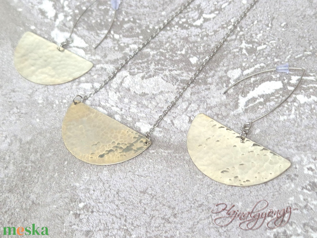 Alpakka félkör fülbevaló - ékszer - fülbevaló - lógó fülbevaló - Meska.hu