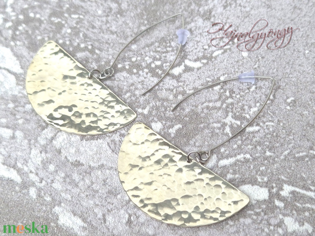 Alpakka félkör fülbevaló - ékszer - fülbevaló - lógó fülbevaló - Meska.hu