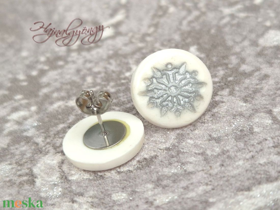 EZÜST HÓPIHE  fülbevaló - ékszer - fülbevaló - pötty fülbevaló - Meska.hu