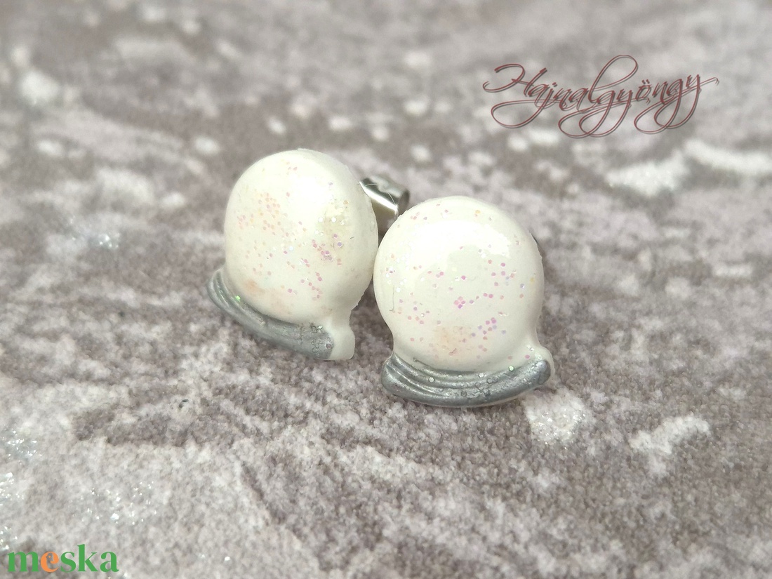VILÁGÍTÓ HÓGÖMB  fülbevaló - ékszer - fülbevaló - pötty fülbevaló - Meska.hu